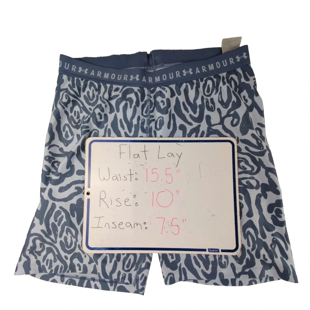 Under Armour Light Blue Graphic Print Bicycle Shorts Size‎ XL Flaw